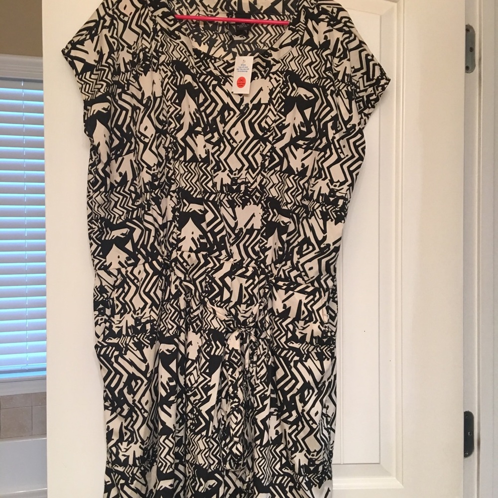 Short sleeve print dress w/pockets